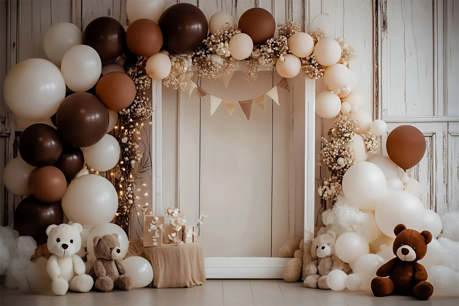 Cake Smash Backdrop Vintage Brown Balloon Backdrop UK GQ6-313
