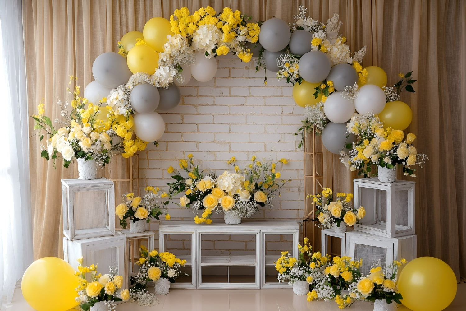 Cake Smash Backdrops Rustic Bright Bloom Backdrop UK GQ6-317