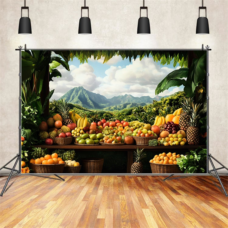 Summer Photo Backdrop Tropical Fruit Market Backdrop UK GQ6-32