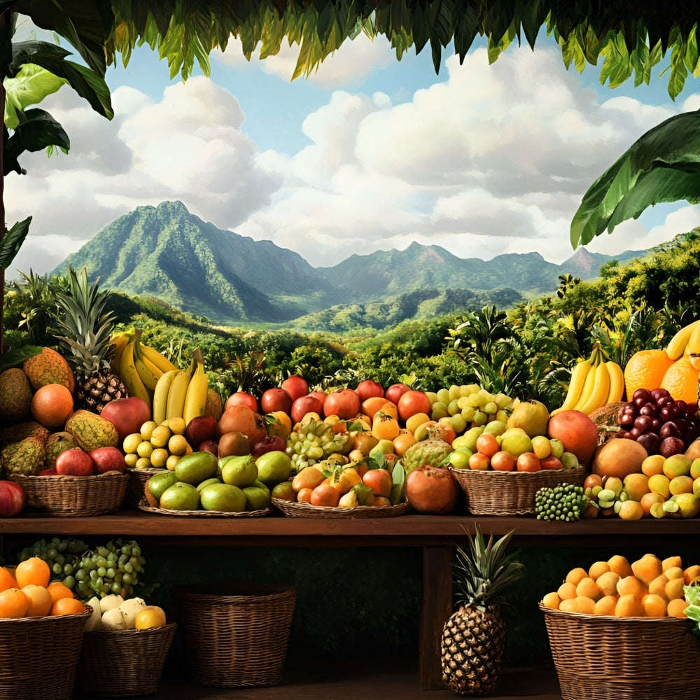 Summer Photo Backdrop Tropical Fruit Market Backdrop UK GQ6-32