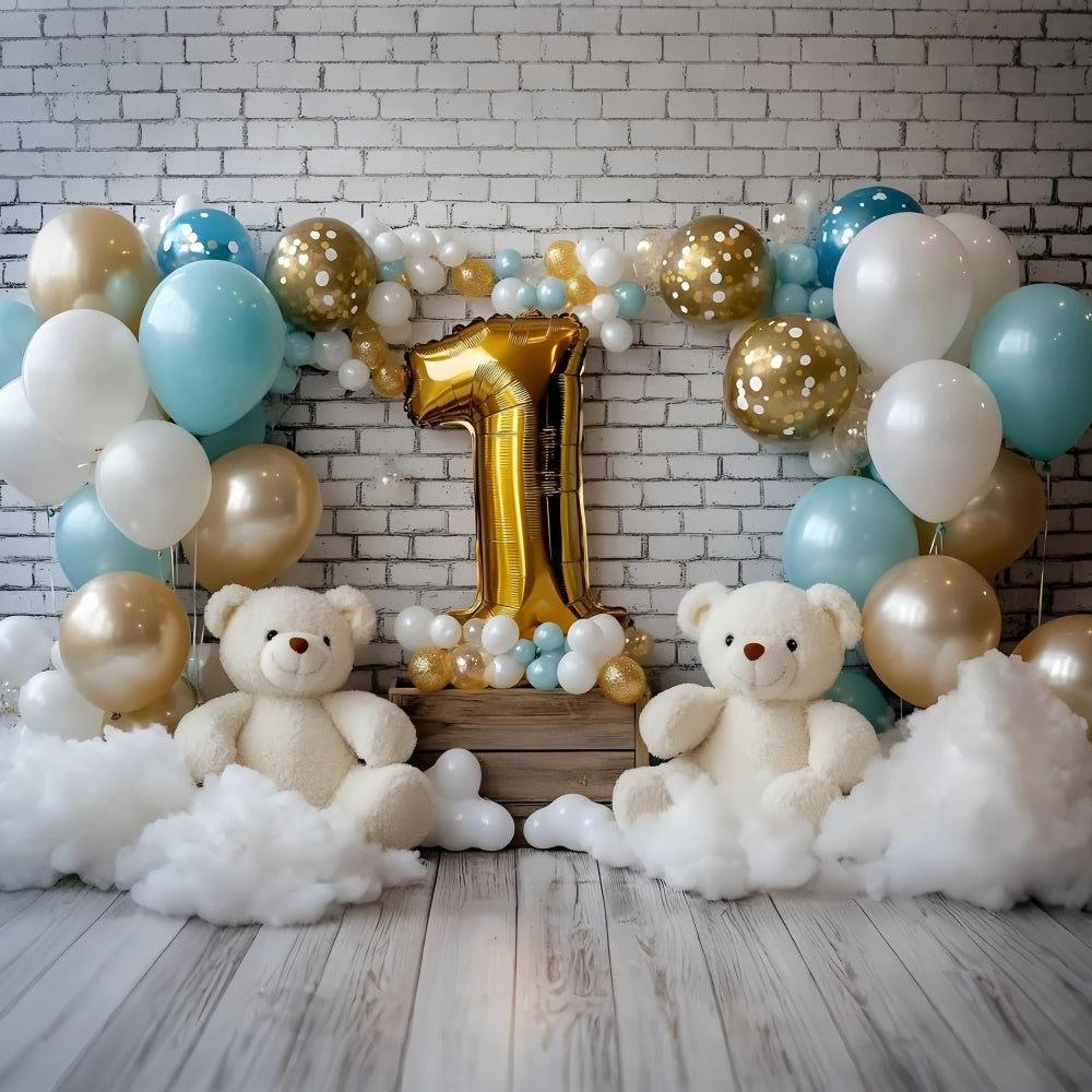 1st Birthday Backdrop Bears Balloon Bash Backdrop UK GQ6-323