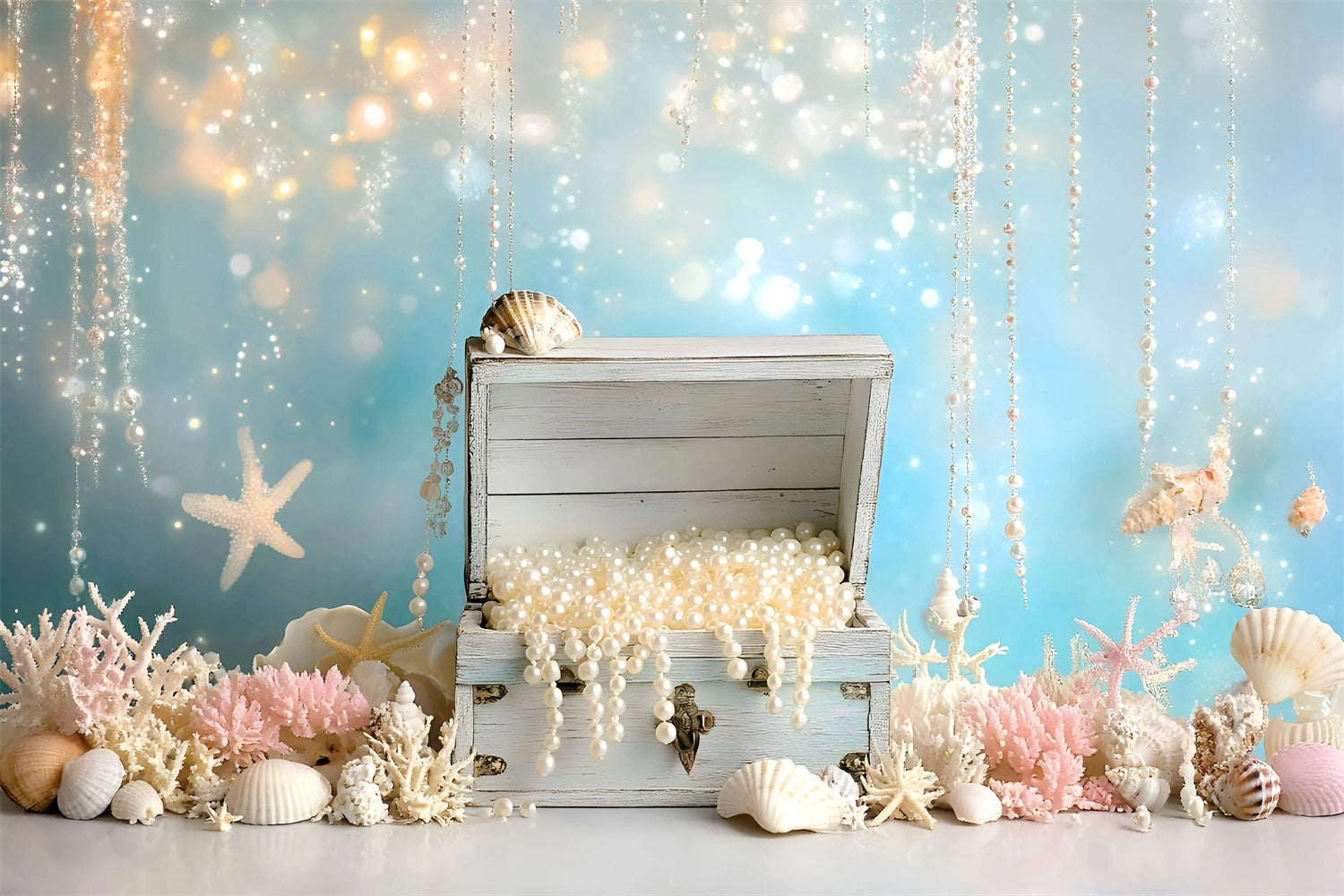 Cake Smash Backdrop Girl Undersea Pearl Fantasy Backdrop UK GQ6-327