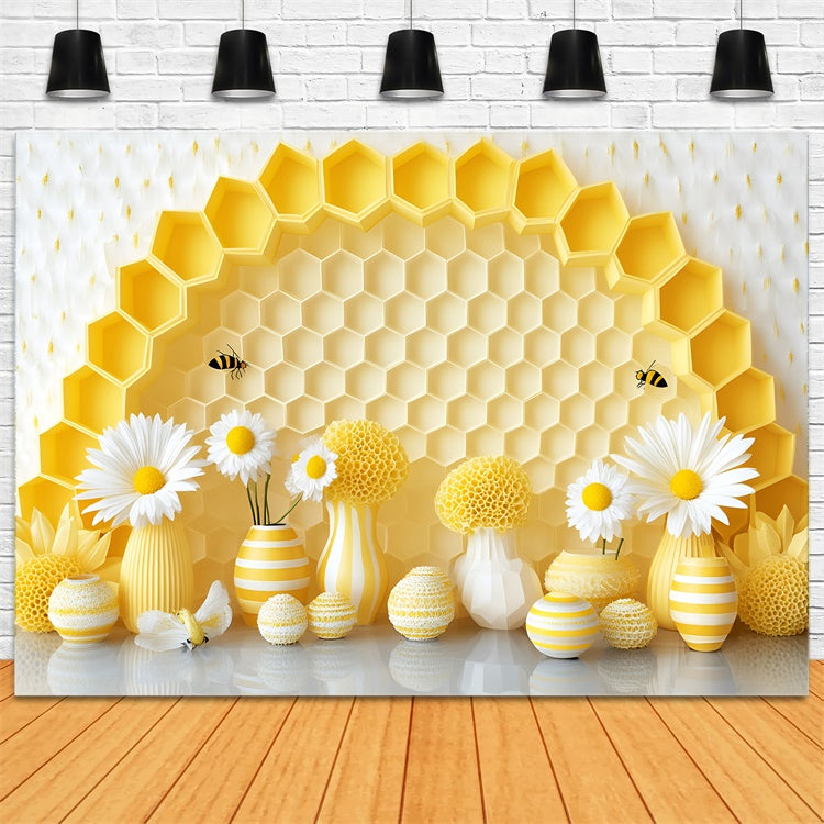 Cake Smash Backdrop Daisy Hive Delight Backdrop UK GQ6-330
