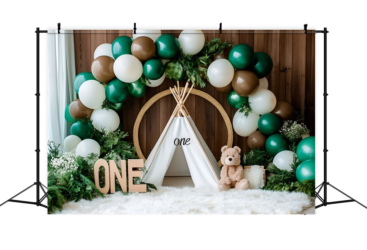 1st Birthday Backdrop Rustic Tent Adventure Backdrop UK GQ6-331