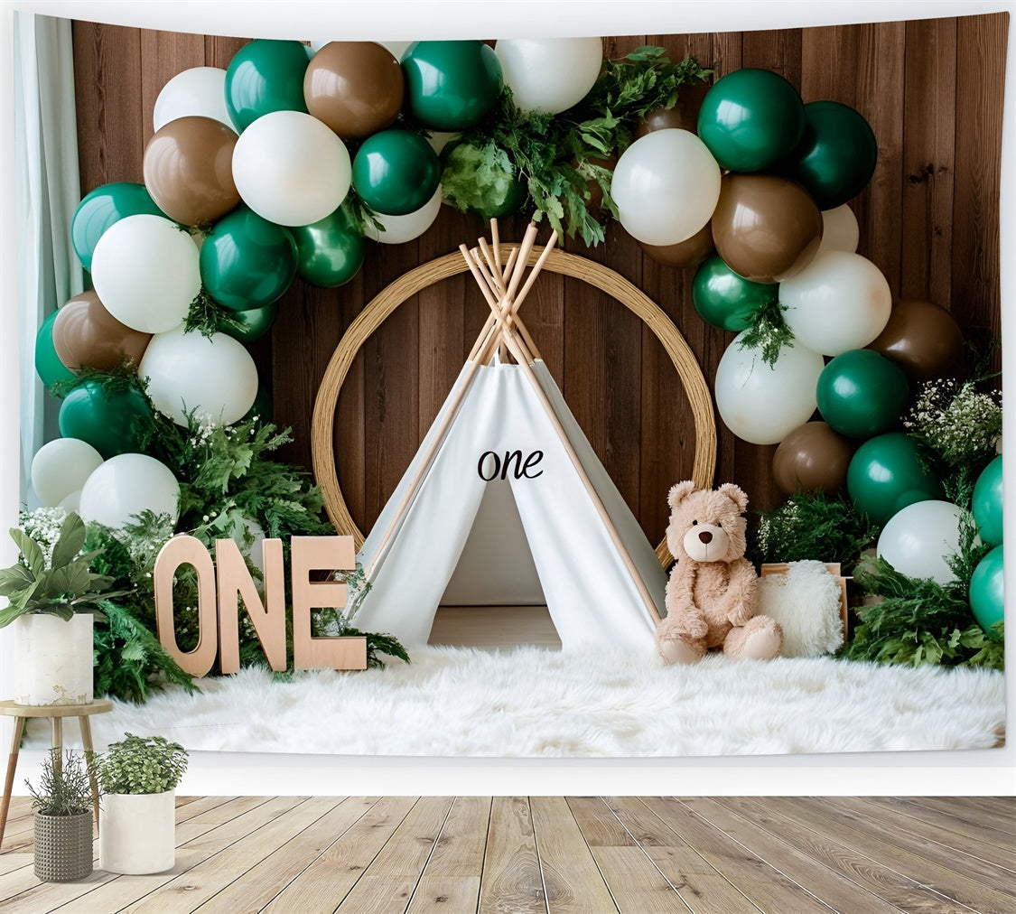 1st Birthday Backdrop Rustic Tent Adventure Backdrop UK GQ6-331