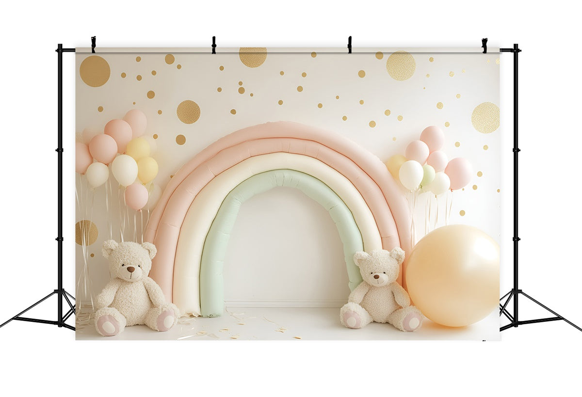 Backdrop For Birthday Pastel Rainbow Bear Backdrop UK GQ6-336
