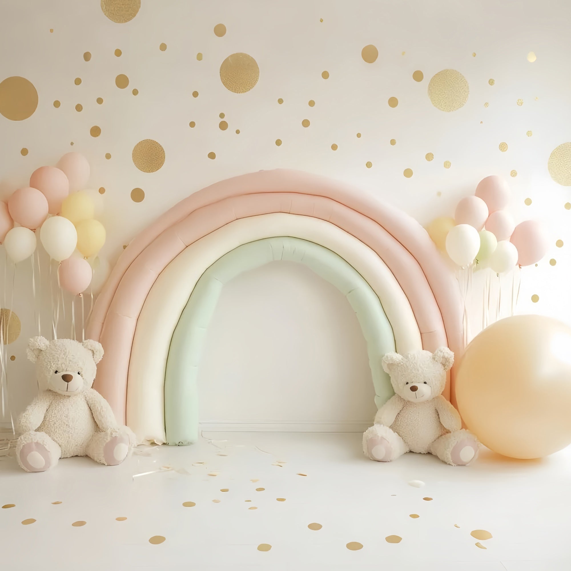 Backdrop For Birthday Pastel Rainbow Bear Backdrop UK GQ6-336