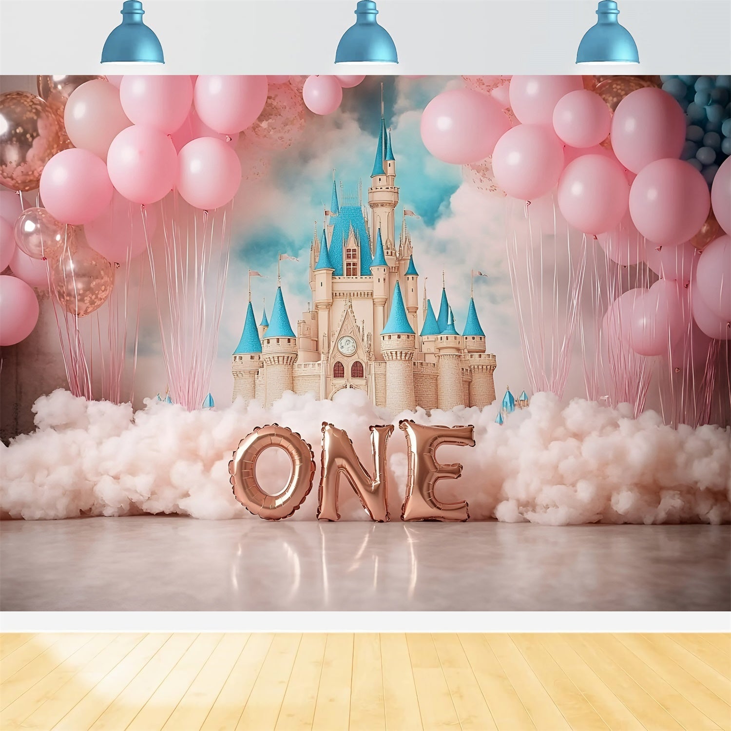 1st Birthday Backdrop Pink Castle Dreams Backdrop UK GQ6-339