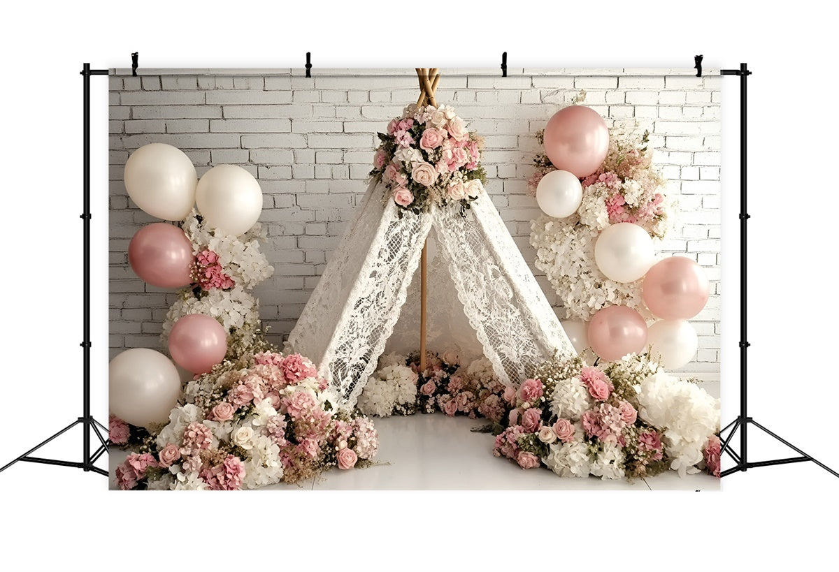 Cake Smash Backdrop Girl Blush Blossom Tent Backdrop UK GQ6-340