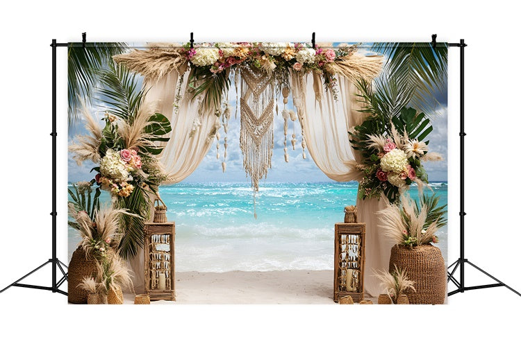 Bohemian Photo Backdrop Beach Romance Arch Summer Backdrops UK GQ6-39