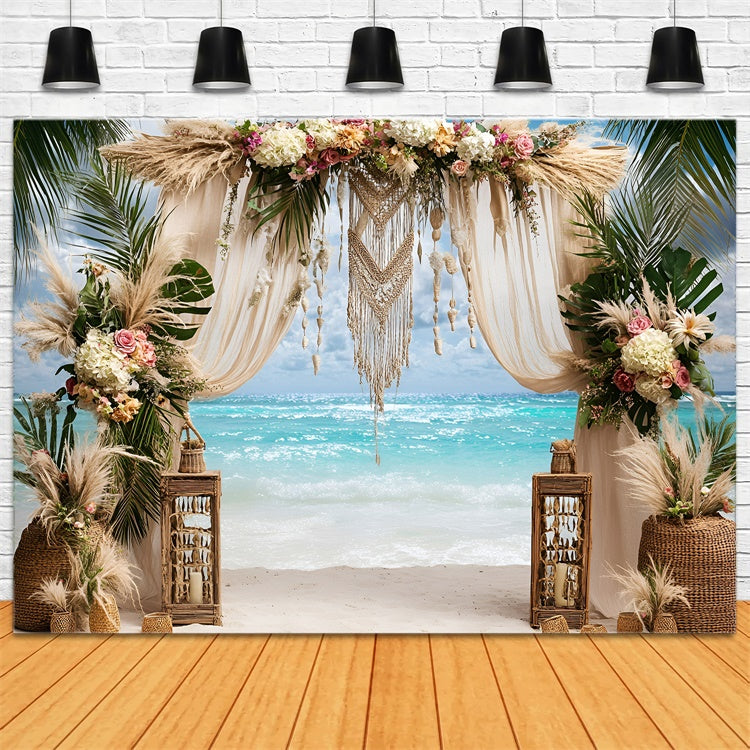 Bohemian Photo Backdrop Beach Romance Arch Summer Backdrops UK GQ6-39