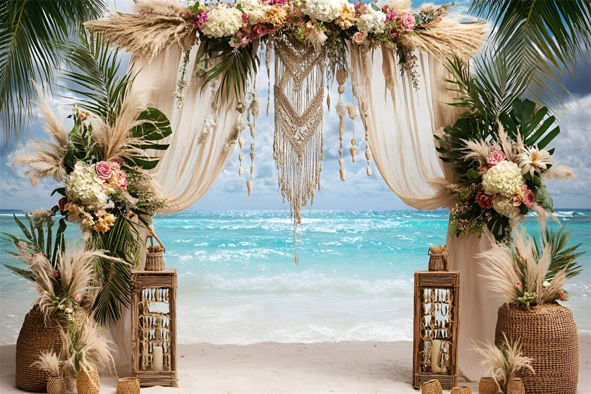 Bohemian Photo Backdrop Beach Romance Arch Summer Backdrops UK GQ6-39