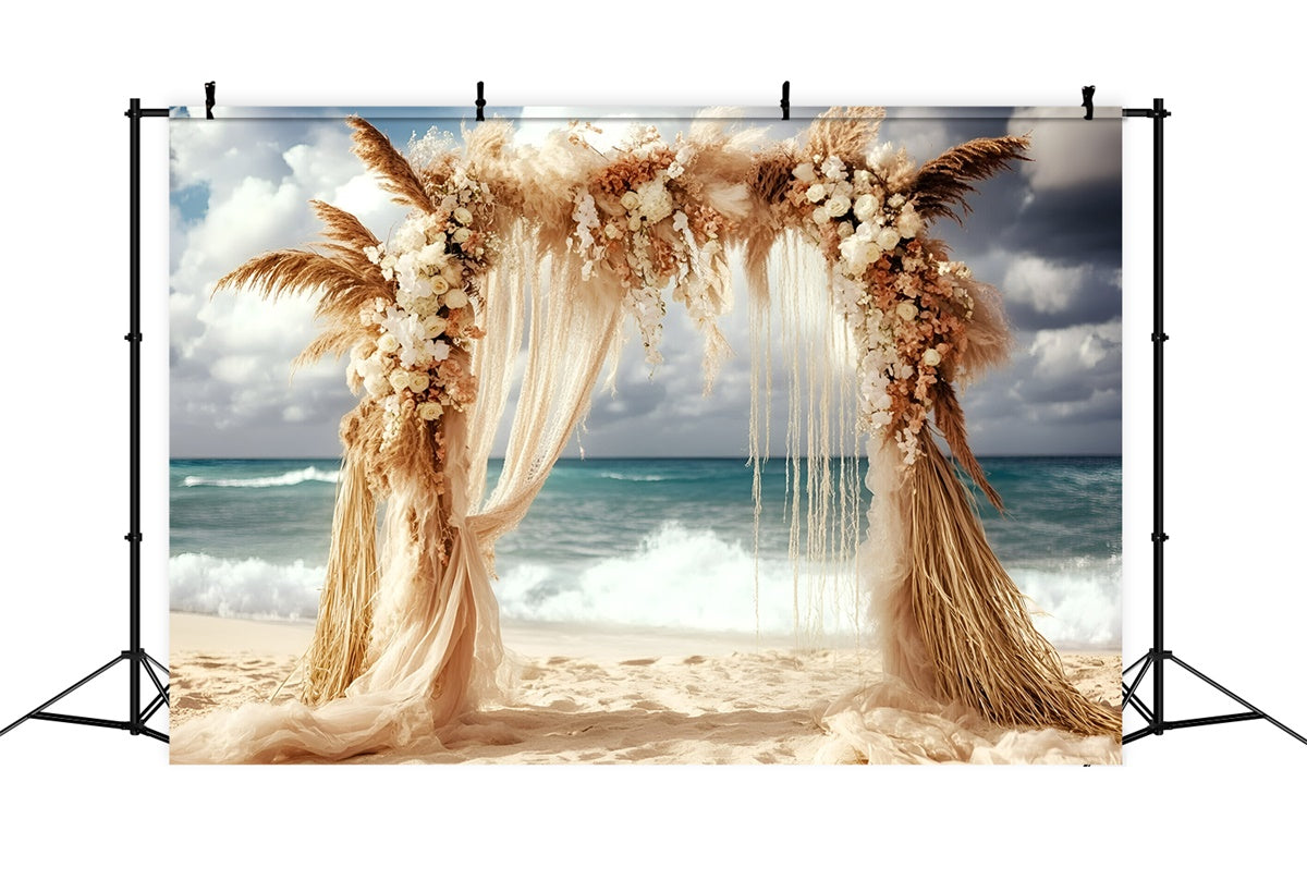 Boho Photography Backdrop Pampas Wave Wedding Summer Backdrop UK GQ6-42