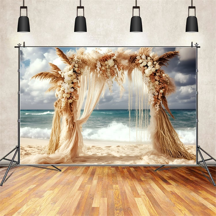Boho Photography Backdrop Pampas Wave Wedding Summer Backdrop UK GQ6-42