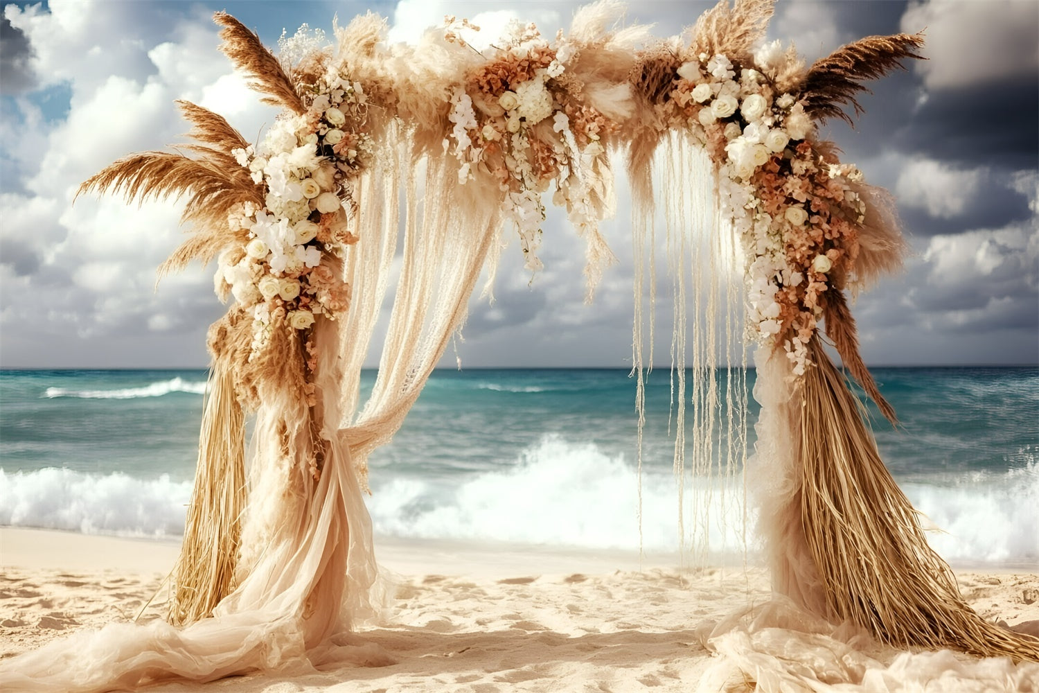 Boho Photography Backdrop Pampas Wave Wedding Summer Backdrop UK GQ6-42