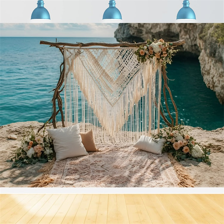 Boho Backdrop Tranquil Cove Wedding Summer Photo Backdrop UK GQ6-44
