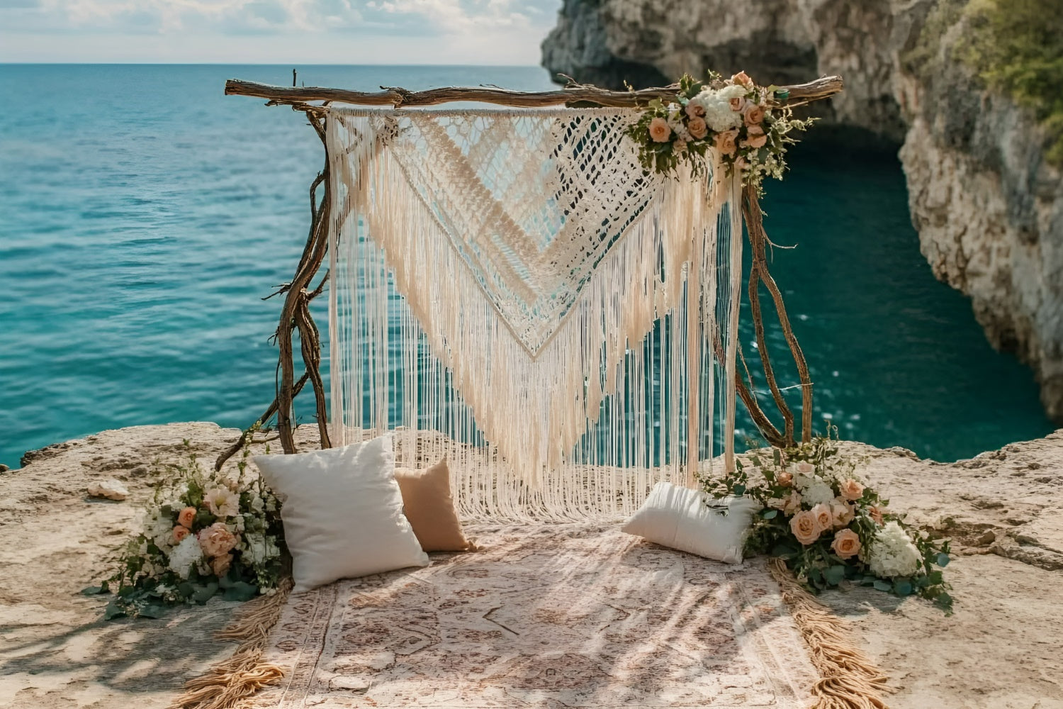 Boho Backdrop Tranquil Cove Wedding Summer Photo Backdrop UK GQ6-44
