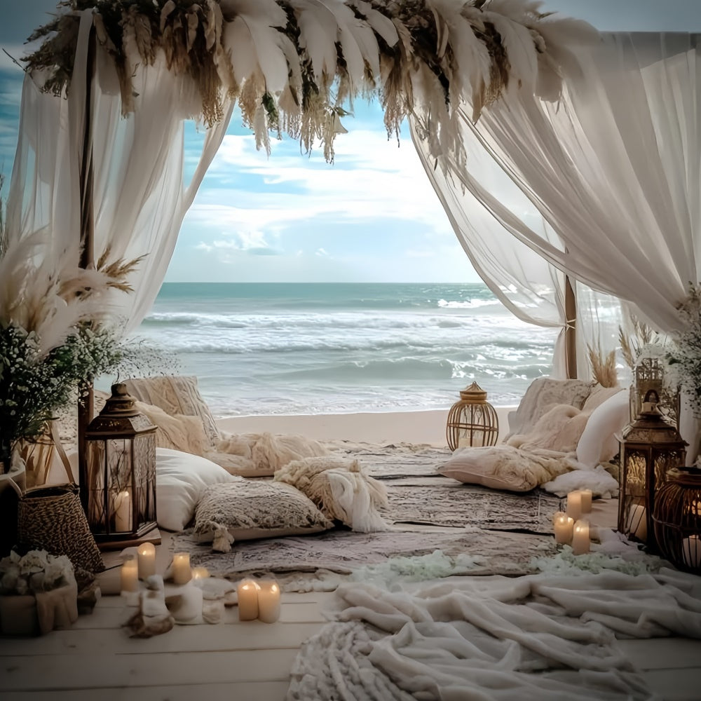 Boho Photo Backdrop Seaside Romance Retreat Summer Backdrop UK GQ6-45