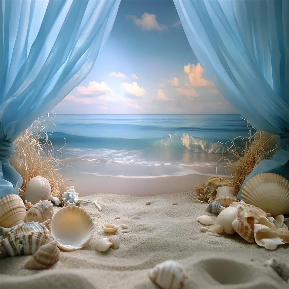 Beach Photo Backdrop Seashell Shore Dream Summer Photo Backdrop UK GQ6-47