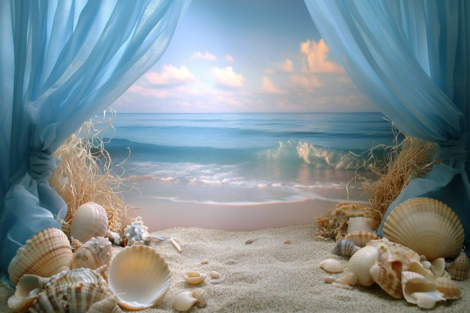 Beach Photo Backdrop Seashell Shore Dream Summer Photo Backdrop UK GQ6-47
