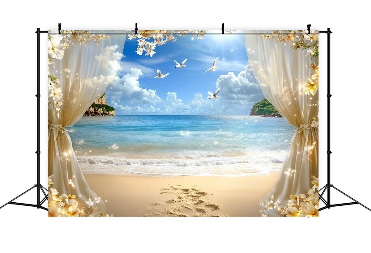 Beach Theme Backdrop Dream Island Horizon Summer Backdrop UK GQ6-49