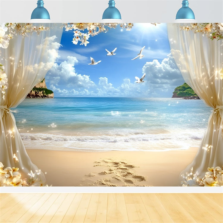 Beach Theme Backdrop Dream Island Horizon Summer Backdrop UK GQ6-49