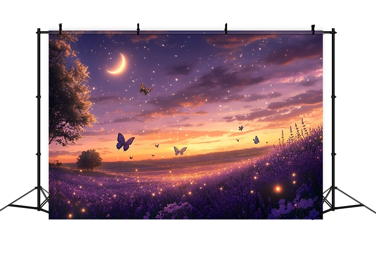 Lavender Backdrop Moonlit Butterfly Meadow Summer Photo Backdrop UK GQ6-50