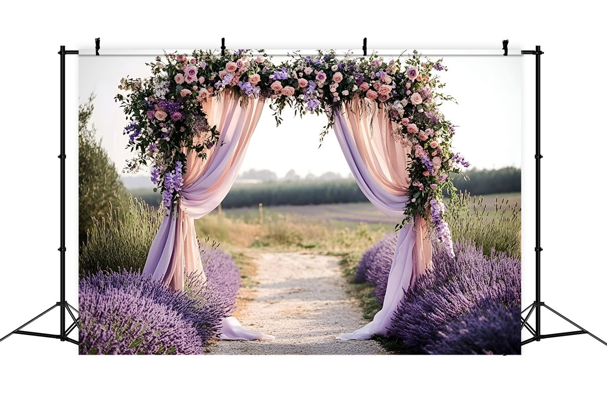 Lavender Photo Backdrop Romantic Wedding Arch Summer Backdrops UK GQ6-51