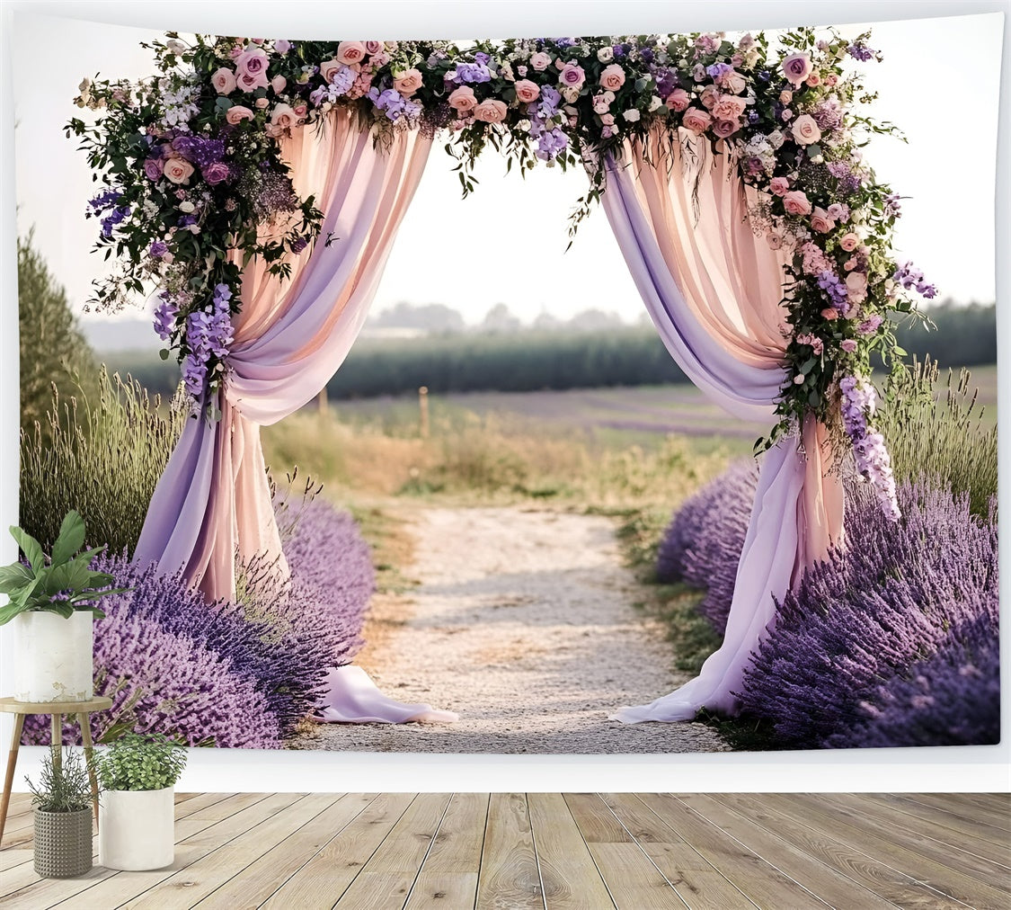 Lavender Photo Backdrop Romantic Wedding Arch Summer Backdrops UK GQ6-51