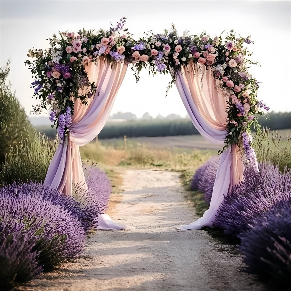 Lavender Photo Backdrop Romantic Wedding Arch Summer Backdrops UK GQ6-51