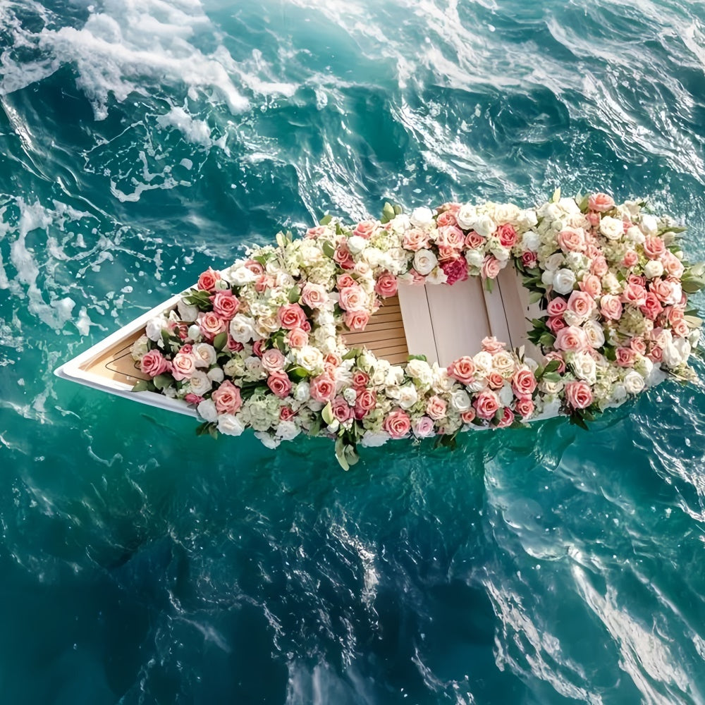 Summer Photo Backdrop Floating Floral Dream Boat Backdrop UK GQ6-52