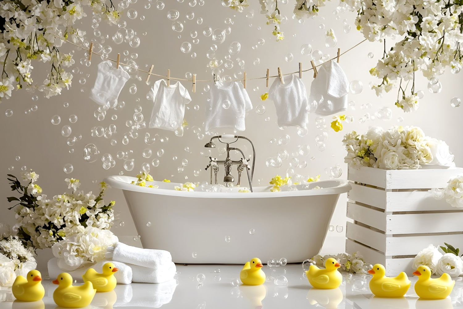 Summer Backdrops Rubber Duck Bath Time Backdrop UK GQ6-56