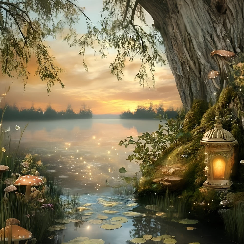Forest Backdrops Twilight Fairy Lake Summer Photo Backdrop UK GQ6-58