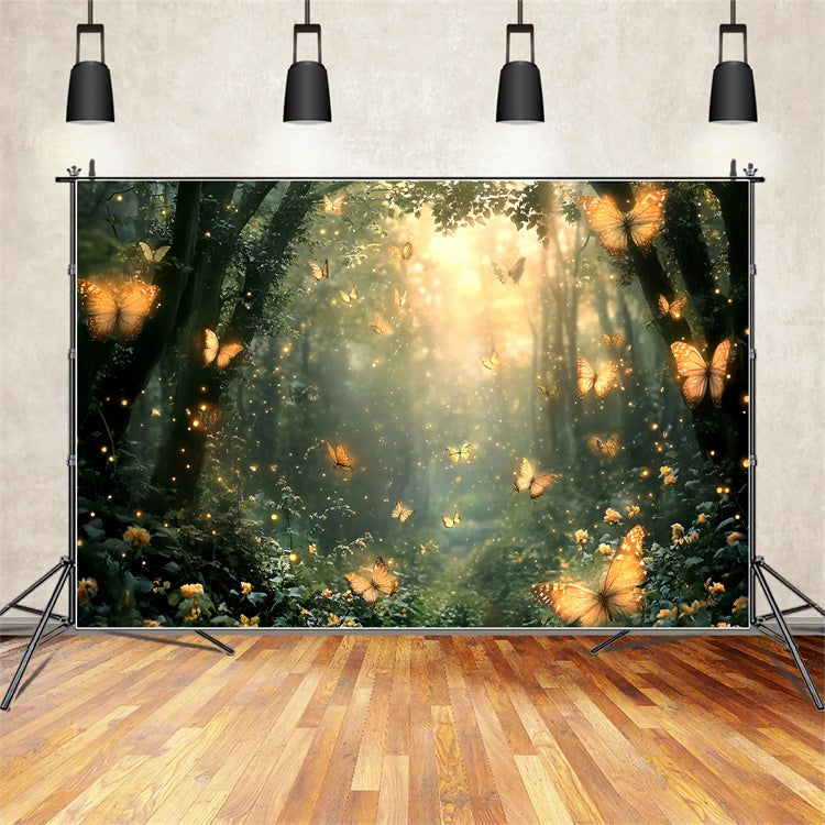 Summer Photo Backdrop Golden Glow Enchanted Forest Backdrop UK GQ6-63