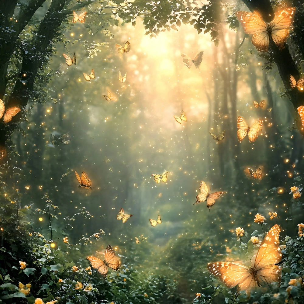 Summer Photo Backdrop Golden Glow Enchanted Forest Backdrop UK GQ6-63