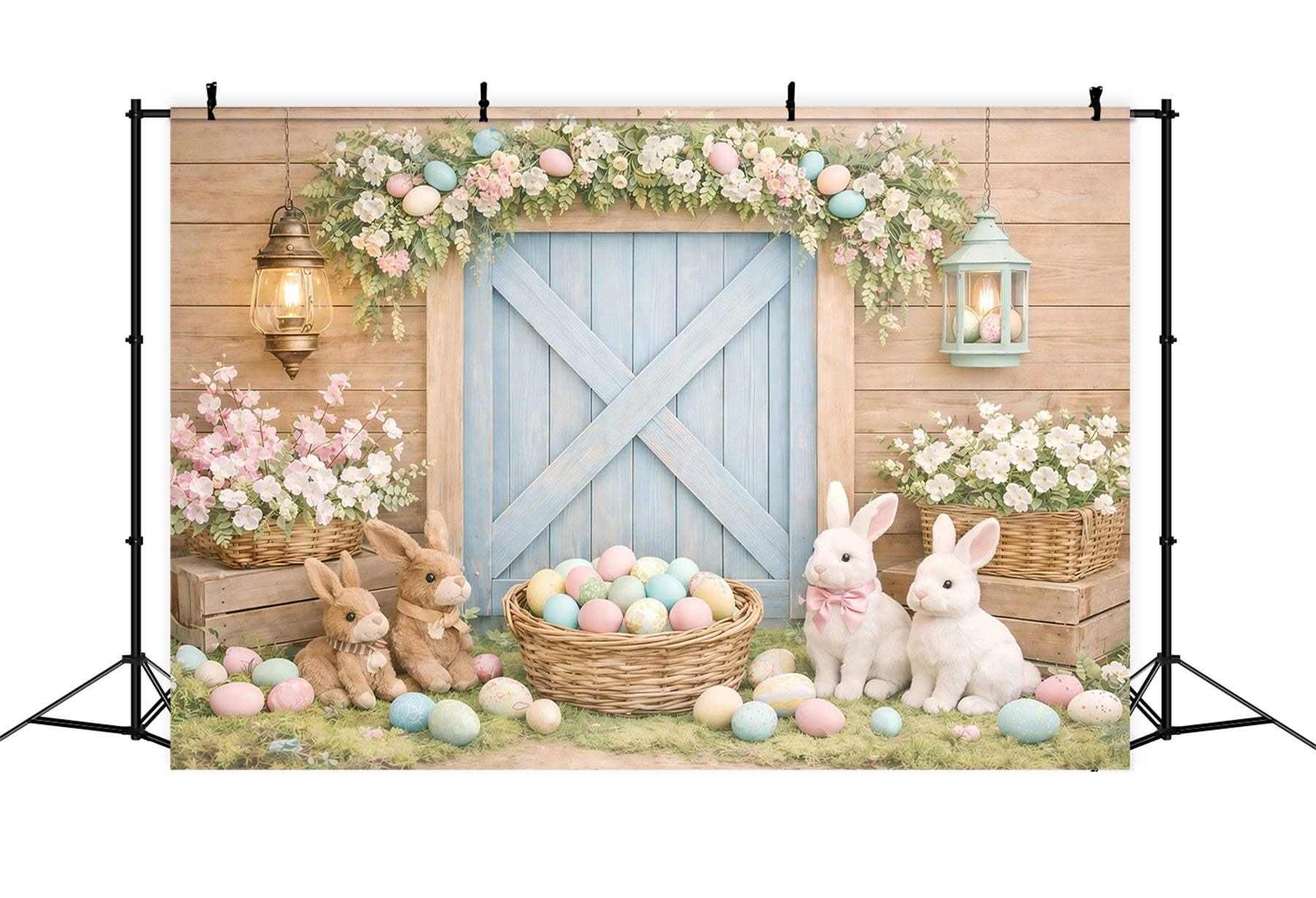 Easter Baby Backdrop Rustic Bunny Barn Door Easter Photography Backdrop UK GQ61-28