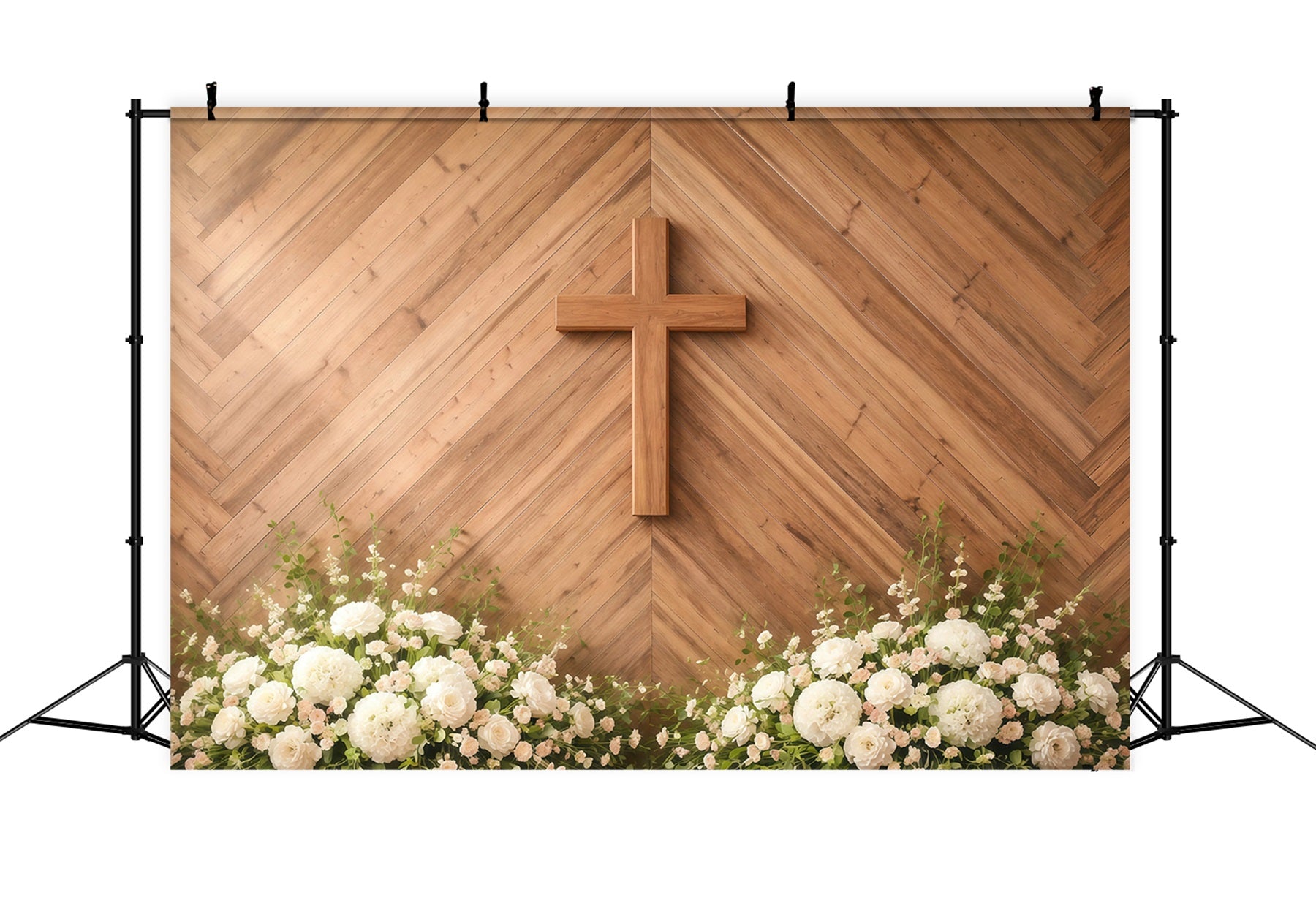 Easter Sunday Backdrop Wooden Cross Floral Altar Easter Picture Backdrop Ideas UK GQ61-4