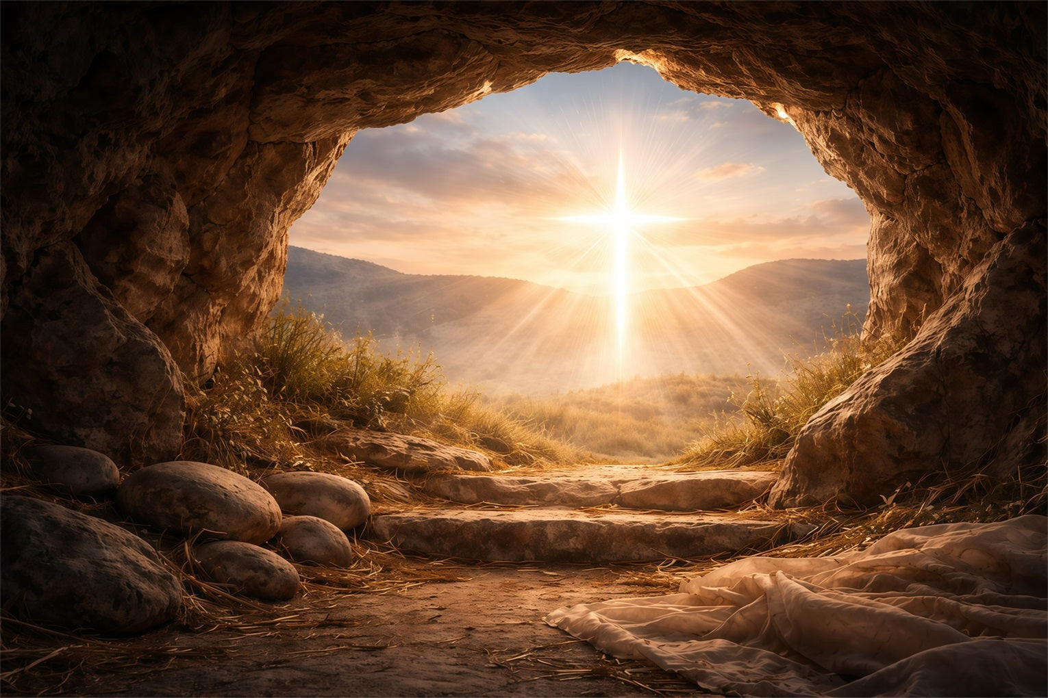 Easter Photo Backdrop Ideas For Church Empty Tomb Sunrise Glory Easter Themed Backdrop UK GQ61-6