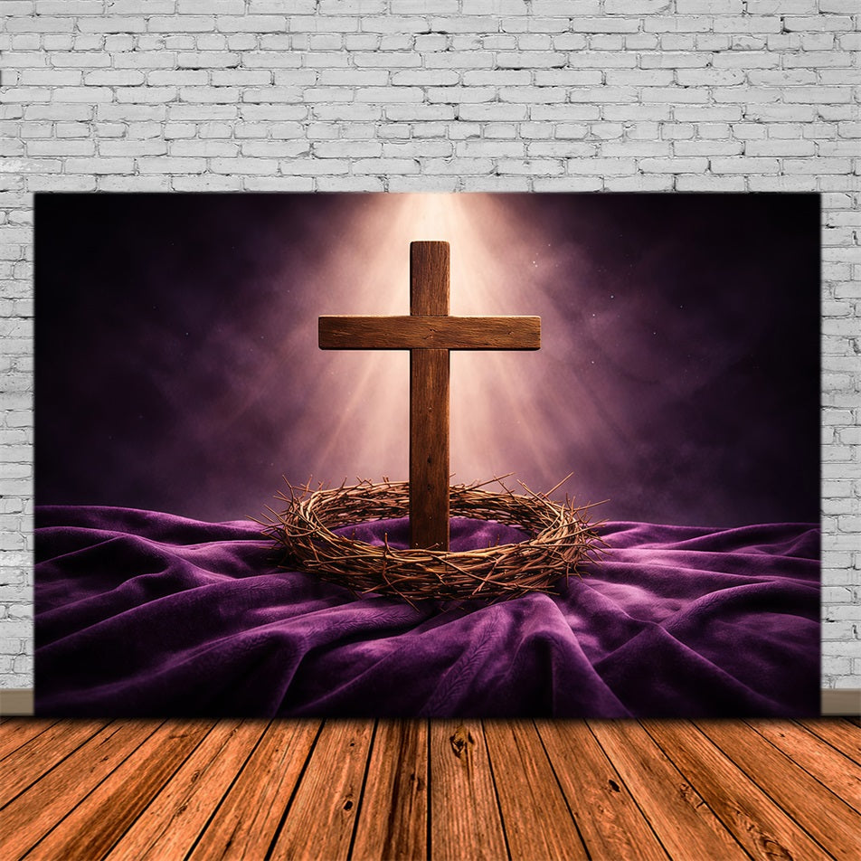 Easter Sunday Photo Backdrop Crown Thorns Cross Light Photo Backdrop Easter UK GQ61-7