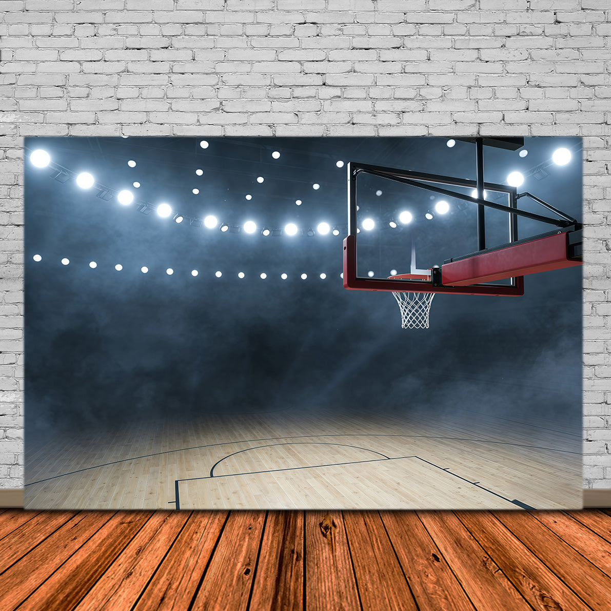 Basketball Photography Backdrop Arena Lights Court Hoop Sport Backdrop UK GQ61-84