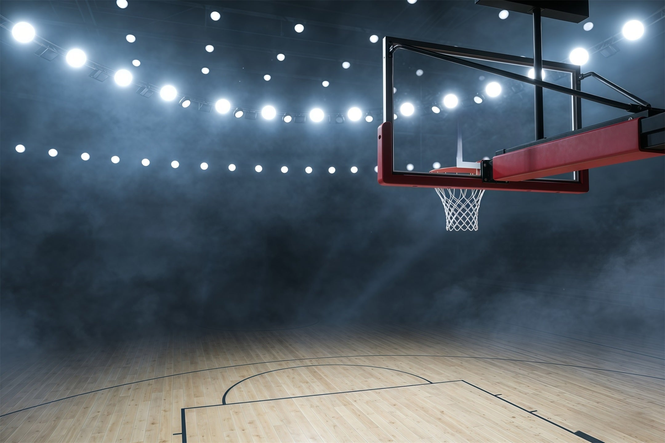 Basketball Photography Backdrop Arena Lights Court Hoop Sport Backdrop UK GQ61-84
