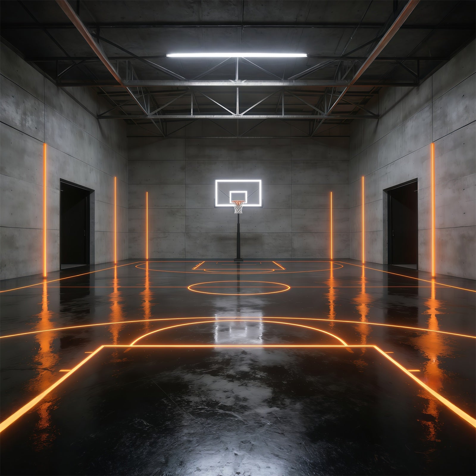 Basketball Photography Backdrop Futuristic Neon Stadium Court Sports Backdrops UK GQ61-89