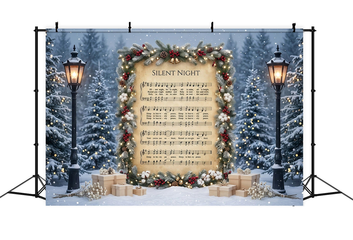 Christmas Carol Backdrop Silent Night Sheet Music Christmas Theme Photo Backdrop UK GQ610-116