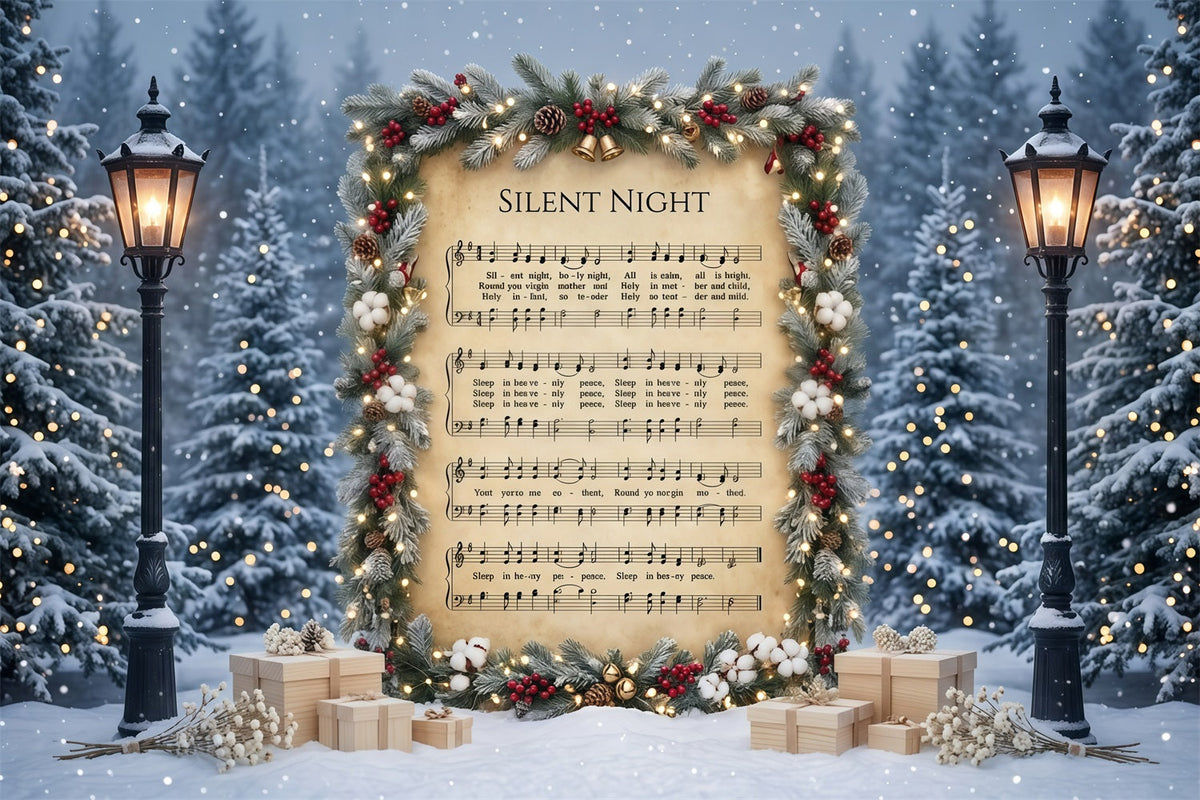 Christmas Carol Backdrop Silent Night Sheet Music Christmas Theme Photo Backdrop UK GQ610-116
