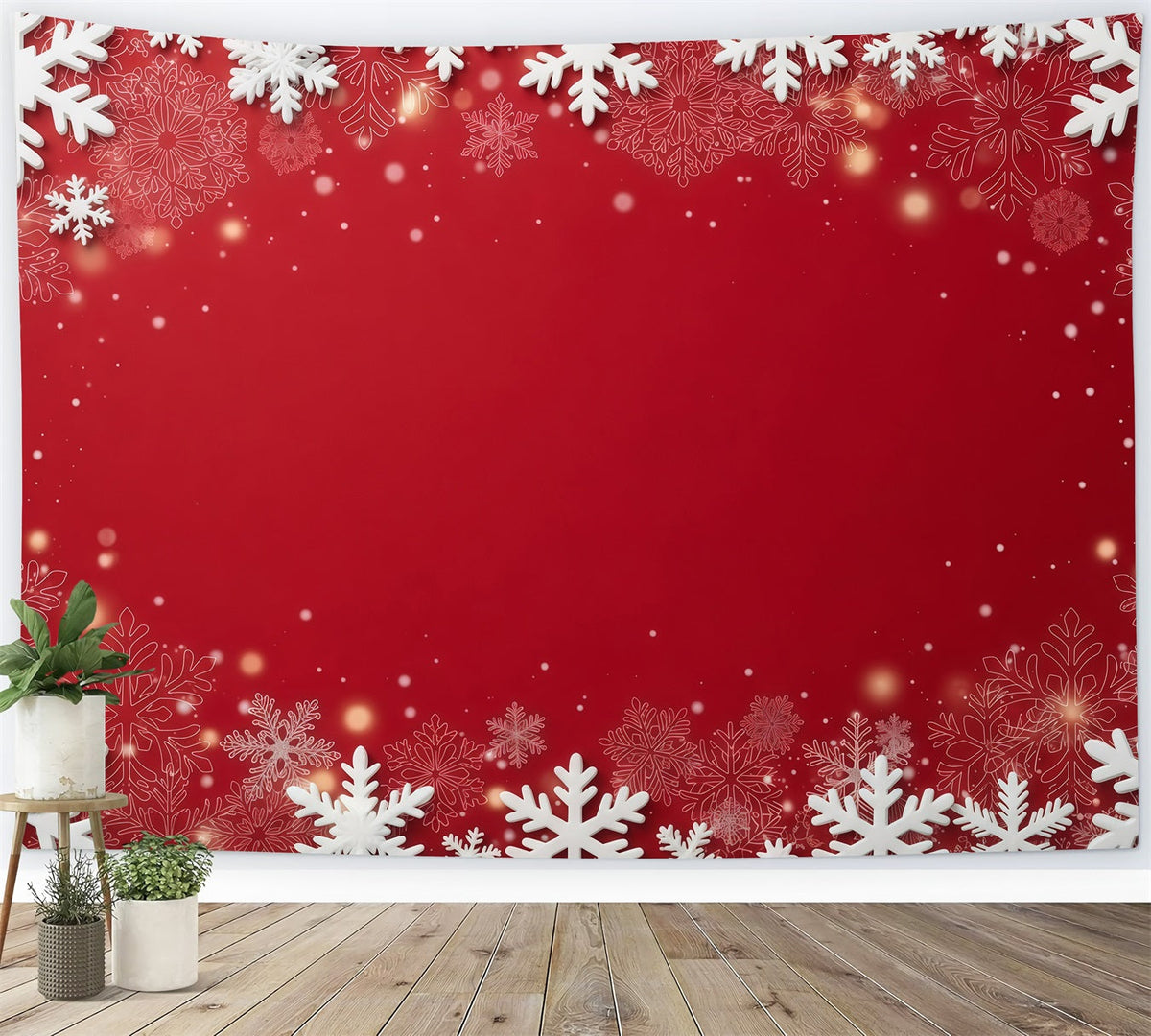 Christmas Backdrop Red Snowflake Festive Border Christmas Scene Photo Backdrops UK GQ610-118