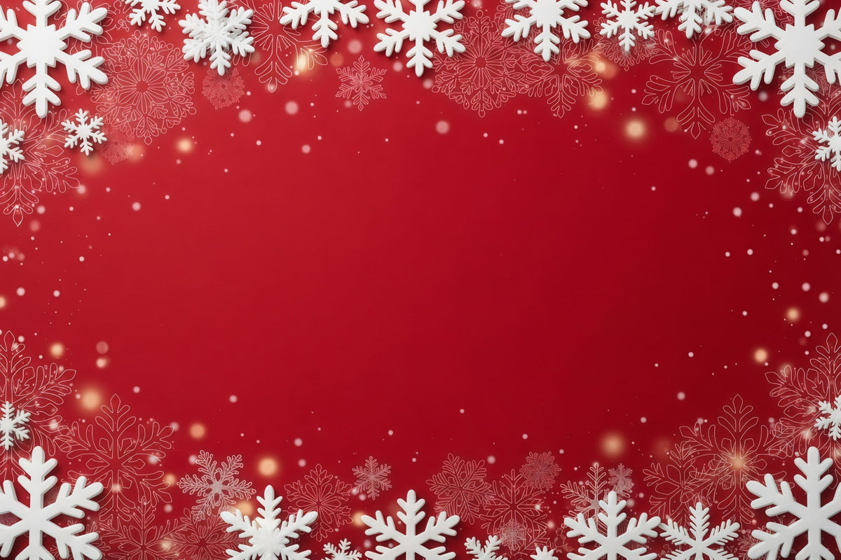 Christmas Backdrop Red Snowflake Festive Border Christmas Scene Photo Backdrops UK GQ610-118