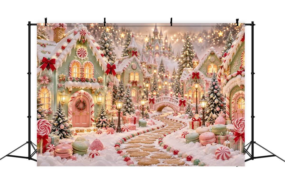 Gingerbread House Photo Backdrop Pastel Candyland House Christmas Party Backdrop Ideas UK GQ610-128