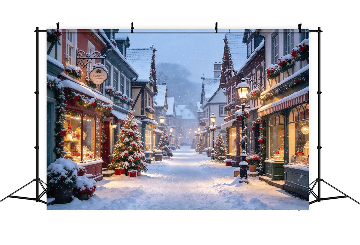 Christmas Village Backdrops Winter Snowy European Street Christmas Street Backdrop UK GQ610-23
