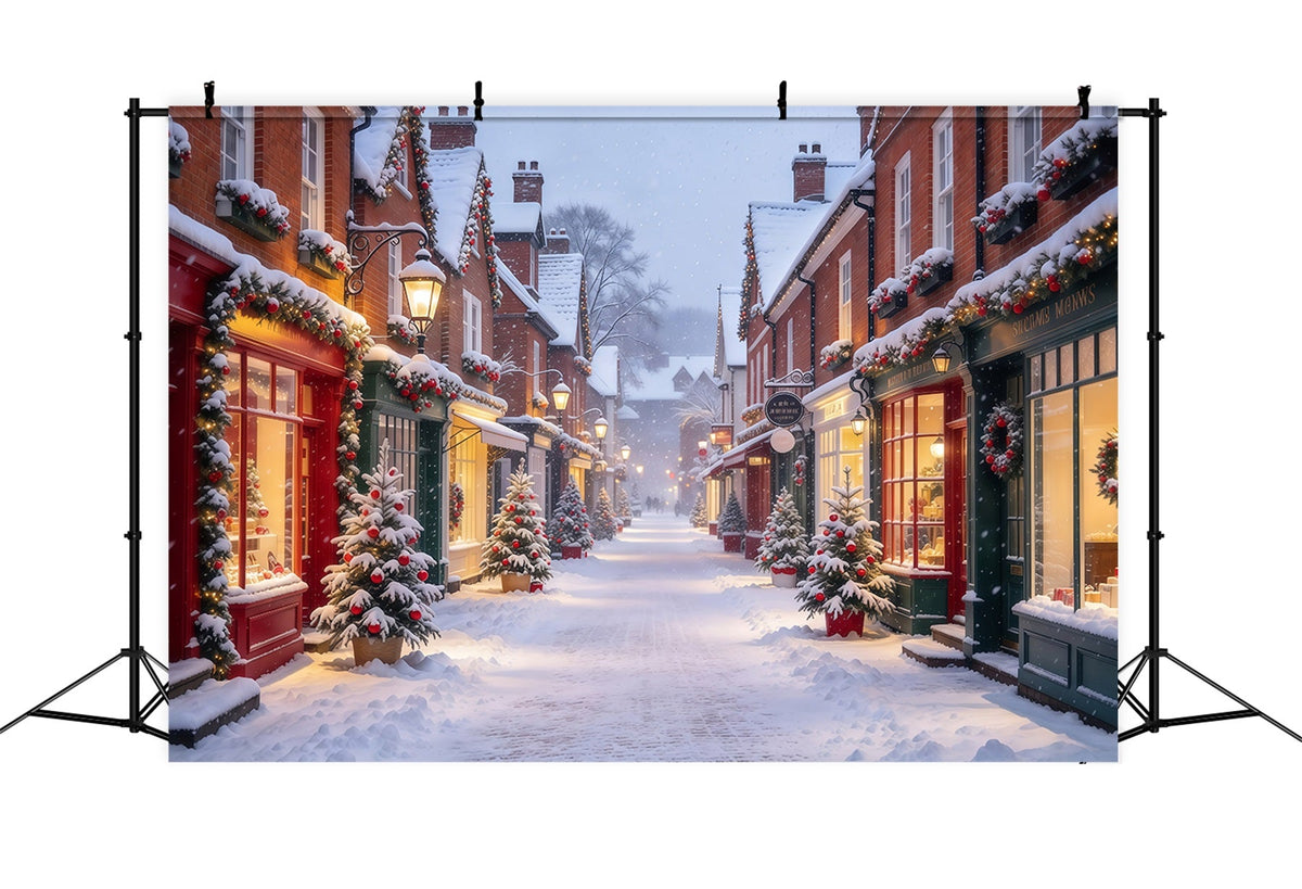 Christmas Village Backdrops Snowy Festive Shopping Street Christmas Street Backdrop UK GQ610-53