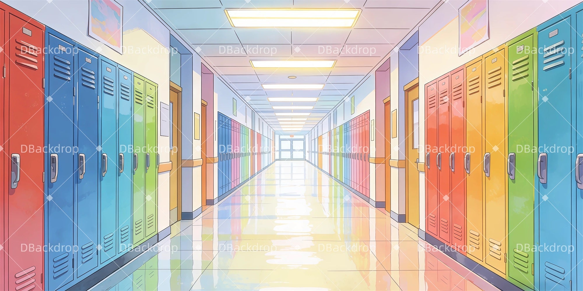 School Play Backdrops Hallway Lockers Performance Backdrops UK GQ62-T4
